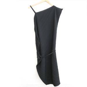 イッセイミヤケ Issey Miyake プリーツ変形ワンピース ポリエステル100 ブラック レディース Mo Mサイズ 中古 祝開店大放出セール開催中