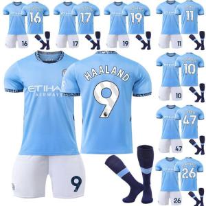 サッカーウェア 子供 大人 マンチェスター・シティのホームユニフォーム9番ハーランド10グラリッシュ17デブラウサッカーウェア