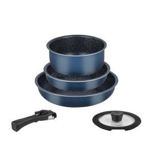 パール金属 フライパン 鍋 5点セット IH対応 マーブルコート 取っ手のとれる 金