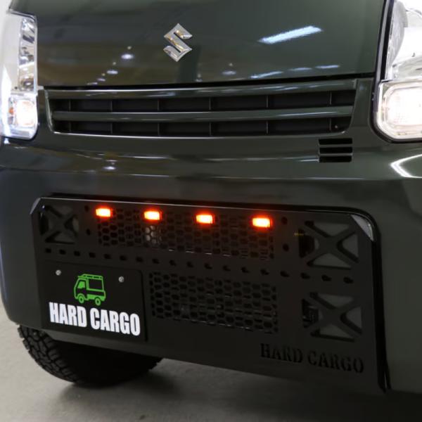 タフ仕様 フロントグリル (ブラック塗装 スモークアンバーLED) LEDスキッドグリル エブリイバ...