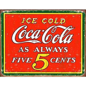 ブリキ看板 コカコーラ Coke Always Five Cents 平行輸入の商品画像
