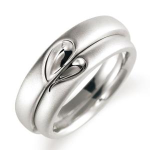 ペアリング(2本セット) 結婚指輪 マリッジリング 結婚記念 プラチナ900 二人のリングが合わせるとハート模様 《Lelier M0100》 日本製｜evj-cc