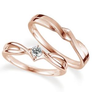 ペアリング(2本セット) 結婚指輪 マリッジリング 結婚記念 K18ピンクゴールド ダイヤモンドリング 《Proud M1035》 日本製｜evj-cc