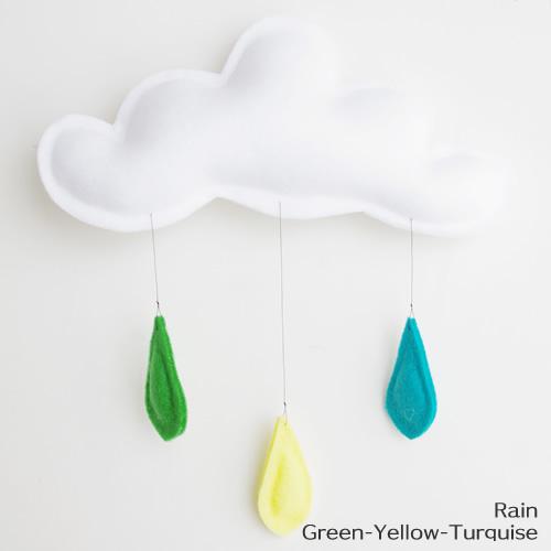 雲のモビール 天井飾りThe Butter Flying Rain 20cm　Yellow Mint...