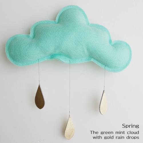 雲のモビール 天井飾りThe Butter Flying Spring 27cm　GreenMint...