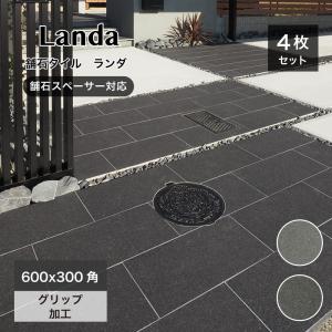 舗石タイル 床タイル 600×300mm 長方形 厚手 庭 敷石 黒 置くだけ 雑草