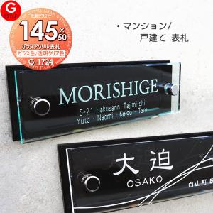 ガラスアクリル表札  表札 アクリル  【あんしん1年保証付き】     145mmｘ50mm×B2  壁付け 機能門柱 機能ポール対応  G-STYLE オリジナル表札 G-1724   アクリルガラス 戸建て 二世帯   