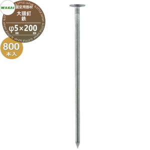 大頭釘 鉄(L200)ケース販売のみ 防草シート固定用部材    φ5mm×200mm 800本入り(1ケース) 7205200 (66178 9)  ワカイ産業 WAKAI 若井産業 シートの固定で多様に使える 防草・植生・道路法面・人工芝・ウッドデッキ下・ソーラーパネル下等   【部品】