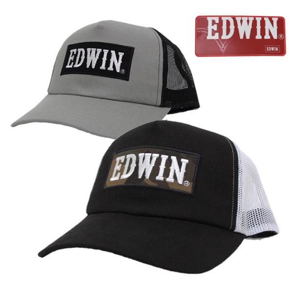 メッシュキャップ 帽子 メンズ EDWIN エドウイン 迷彩ワッペンツイル