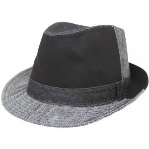 大きいサイズ 帽子 メンズ 中折れハット 65cm対応 サイズ調節ベルト付き クレイジーデニムハイバ...