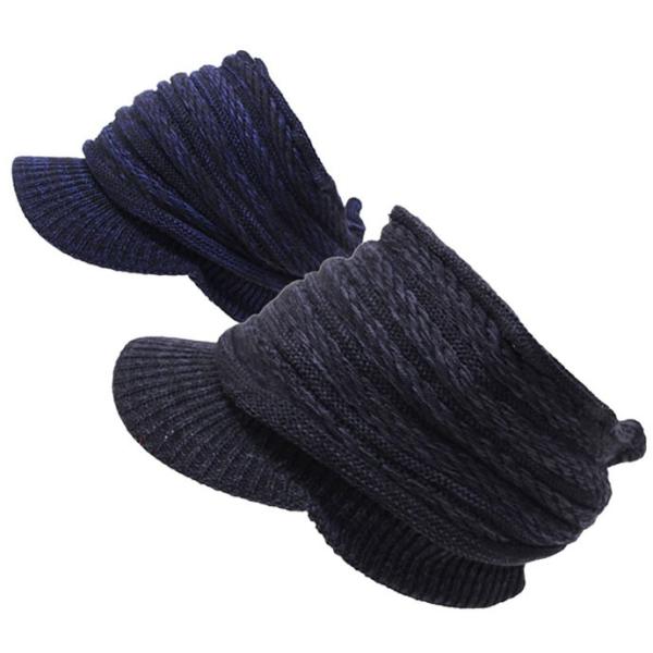ニットサンバイザー つば付きニット帽 メンズ レディース ボーダー編み ネコポス対応 全国送料無料