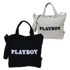 トートバッグ メンズ レディース ショルダーバッグ PLAYBOY プレイボーイ ベーシック ロゴプリント 帆布 Ａ４サイズ対応