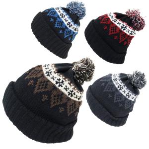 ニット帽 ボンボン付き メンズ レディース ノルディック柄ぼん付き ニットワッチ ゆうパケット 全国送料無料