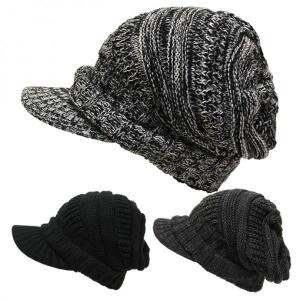 つば付きニット帽 メンズ 帽子 キャスケット バイザービッグ