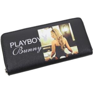 PLAYBOY プレイボーイ 長財布 レディース ロングウォレット ラウンドファスナー バニーフォト ブラック ゆうパケット 全国送料無料｜exas