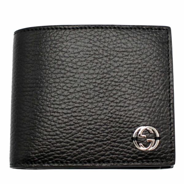 グッチ　GUCCI　二つ折り財布　610466 CA02N 1000　ブラック　インターロッキングG...