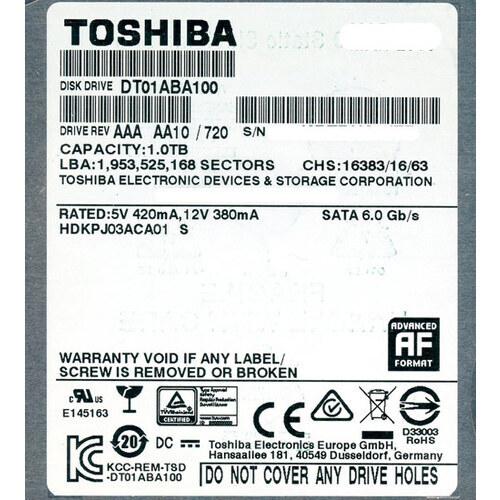 爆買TOSHIBA製HDD DT01ABA100 1TB SATA600 5700