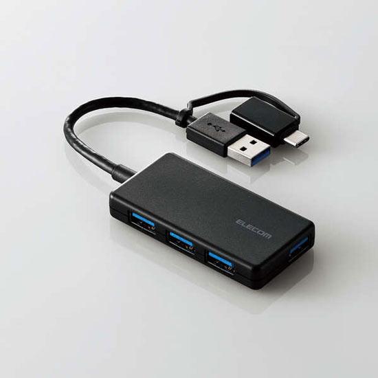 【ゆうパケット対応】ELECOM エレコム製 USB Type-C変換アダプター付きUSBハブ U3...