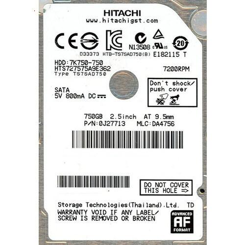 爆買HITACHI ノート用HDD HTS727575A9E362 750GB