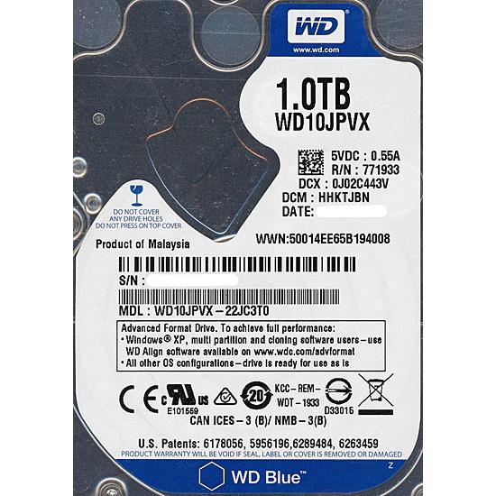 【中古】WesternDigital ノート用HDD 2.5inch WD10JPVX 1TB 60...