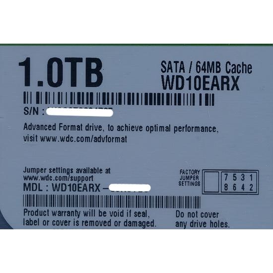 【中古】Western Digital製HDD WD10EARX 1TB SATA600 0〜100...