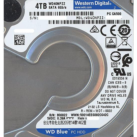 【中古】WesternDigital HDD 2.5inch WD40NPZZ 4TB 15mm 1...