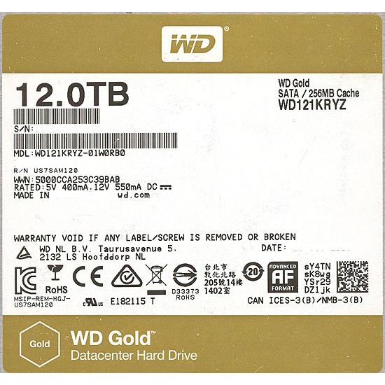 【中古】Western Digital製HDD WD121KRYZ 12TB SATA600 720...