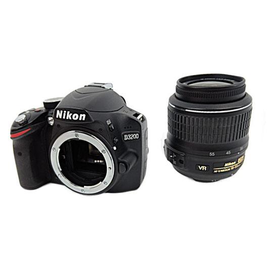 【中古】Nikon D3200 18-55 VR レンズキット ブラック いたみ [管理:10500...
