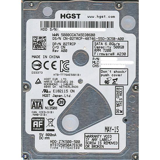 HITACHI ノート用HDD HTS725050A7E630 500GB 7200rpm