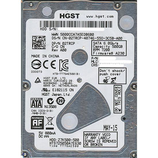 HITACHI ノート用HDD HTS725050A7E630 500GB 7200rpm [管理:...