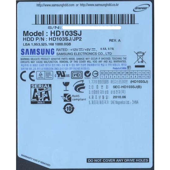 Samsung製HDD HD103SJ 1.0TB SATA300 7200rpm [管理:2034...