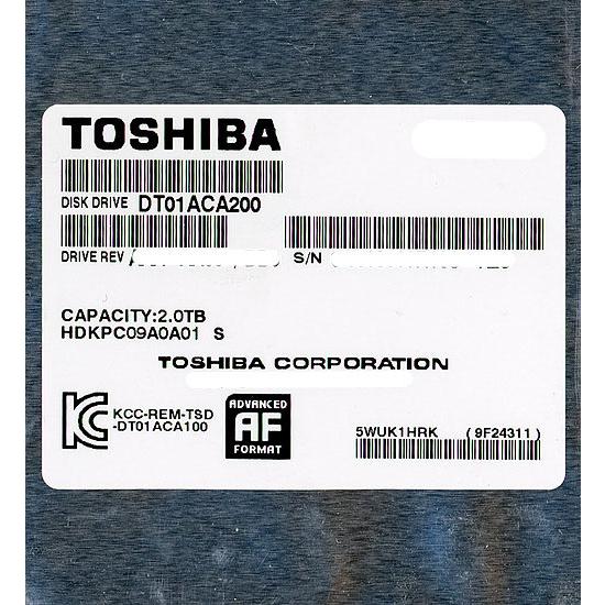 TOSHIBA製HDD DT01ACA200 2TB SATA600 7200