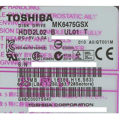 爆買TOSHIBA(東芝) ノート用HDD 2.5inch MK6475GSX 640GB