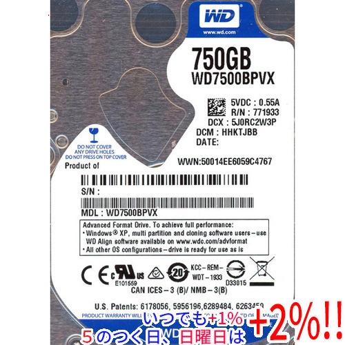 WesternDigital HDD 2.5inch WD7500BPVX 750GB 9.5mm【...
