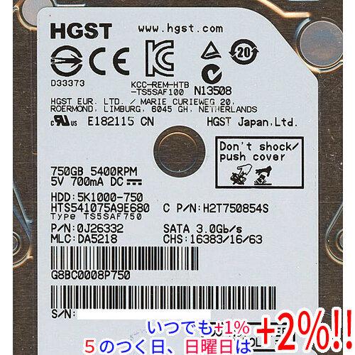 HITACHI ノート用HDD 2.5inch HTS541075A9E680 750GB 9.5m...