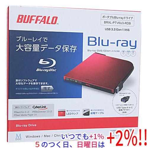 BUFFALO バッファロー 外付けブルーレイドライブ BRXL-PTV6U3-RDB レッド