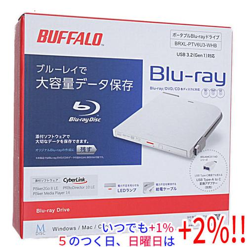 BUFFALO バッファロー 外付けブルーレイドライブ BRXL-PTV6U3-WHB ホワイト【い...