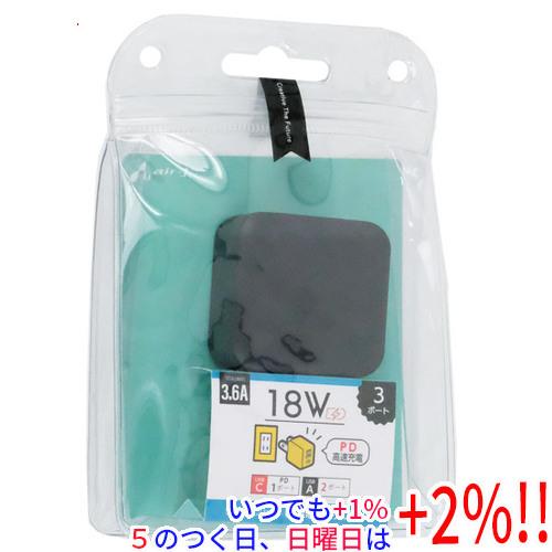 エアージェイ USB×2/PD対応 Type-C×1 AC充電器 3.6A AKJ-E36PD3 B...
