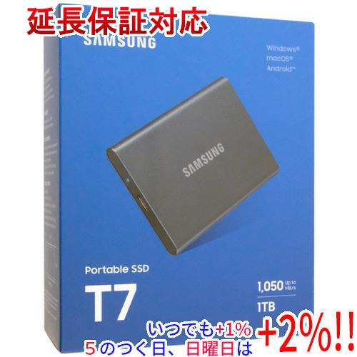 SAMSUNG ポータブルSSD T7 MU-PC1T0T-IT/A 1TB グレー【いつでも+1％...