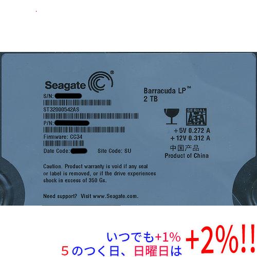 【中古】SEAGATE製HDD ST32000542AS 2TB SATA300 5900 200〜...