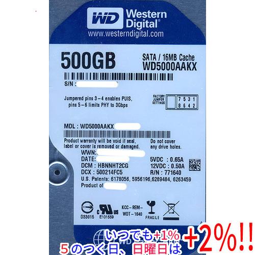 Western Digital製HDD WD5000AAKX 500GB SATA600 7200