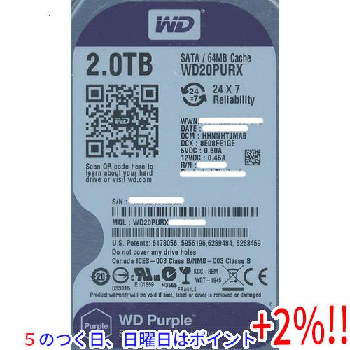 【５のつく日はポイント+3％！】Western Digital製HDD WD20PURX 2TB S...
