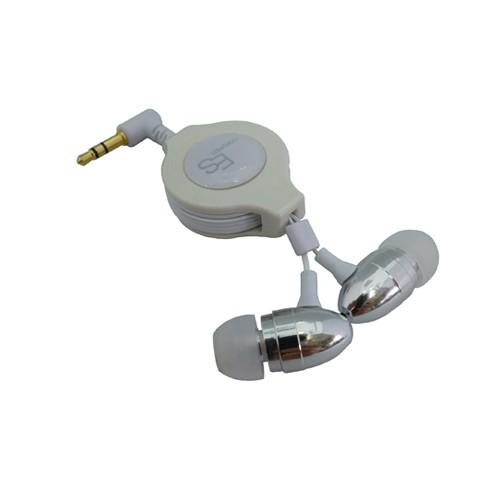 エクセルサウンド 巻き取り式イヤホン/ 巻き取り式アルミ カナルヘッドホン シルバー EH-R37S...