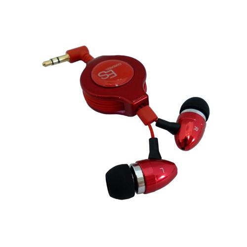 エクセルサウンド 巻き取り式イヤホン/ 巻き取り式アルミ カナルヘッドホン レッド EH-R37RD