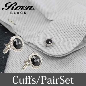 Roen Black ロエン アクセサリー メンズ カフス シャツ スーツ シルバー キュービック ジルコニア ギフト プレゼント 就職祝い