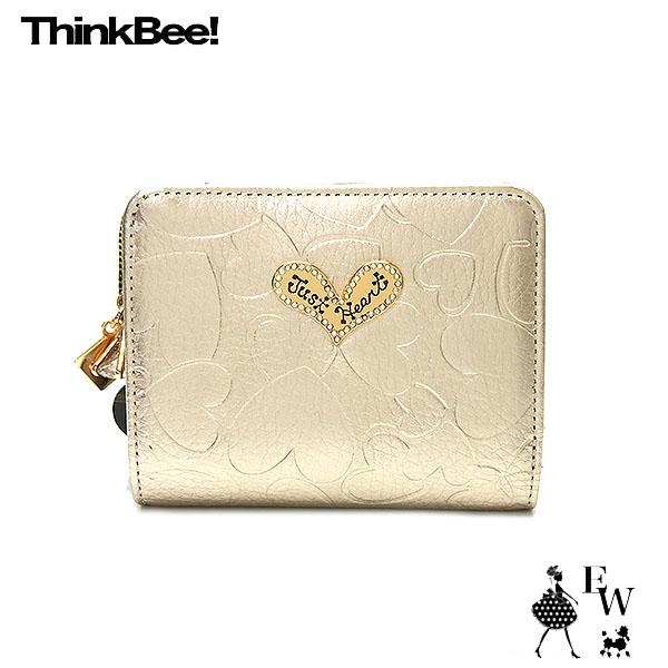 シンクビー 財布 Think Bee ハーティハート 二つ折財布 ゴールド A003848 レディー...
