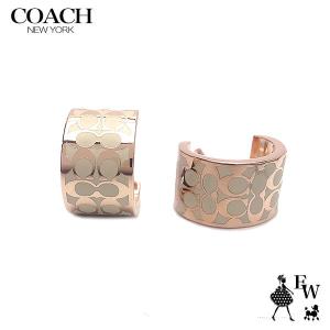 コーチ ピアス COACH アウトレット ハーフ フープ C7770 OZA シグネチャー チョーク×ゴールド エクセルワールド レディース ブランド｜excelworld