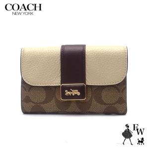 コーチ 財布 COACH アウトレット 三つ折り財布  ミディアム グレース ウォレット CC060 IMOTV ライトカーキ×チョーク  レディース ブランド プレゼントにも｜excelworld