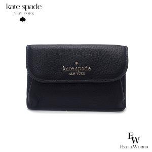 ケイトスペード カードケース アウトレット 小さめ財布としても 小銭入れ付き KA574 001 kate spade 高級感のあるペブルレザー ブラック｜excelworld