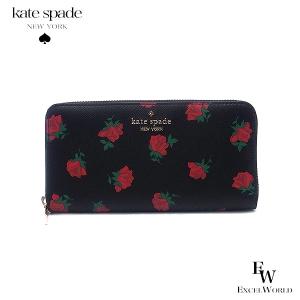 ケイトスペード 財布 KATESPADE アウトレット 長財布 ラウンドジップ KE639 001 ローズプリント サフィアーノPVC ブラックマルチ エクセル  レディース ブランド｜excelworld